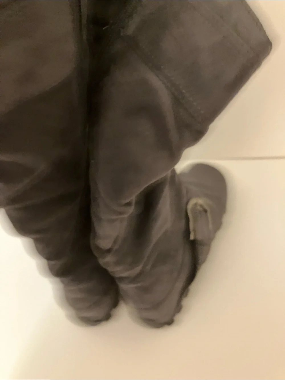 Source Unknown Dark Gray Over-the-Knee Buckle Boots